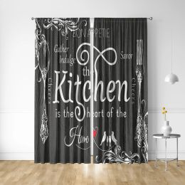 2PC Decorative Curtains, Kitchen Themed With Pole Pocket Curtains, Suitable For Kitchens, Cafes, Living Rooms, Bedrooms, Study