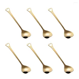 Spoons 6 Pcs Stainless Steel Heart Shaped Spoon Wedding Decor Stirring Ice Cream Scoop Dessert Teacup Long Handle Cake Child Mixing