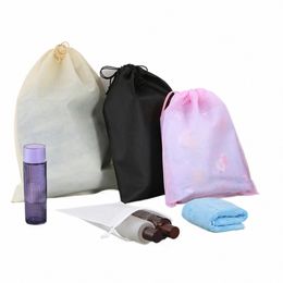 n-woven Drawstring Bags Shoe Clothes Storage Portable Reusable Travel Organiser Pouch 91gP#