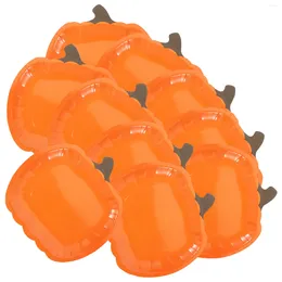 Disposable Dinnerware 10 Pcs Halloween Pumpkin Paper Plates Orange Fruit Party Supplies Stuff