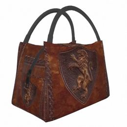 custom Hand Tooled Leather Medieval Book Cover Print Lunch Bags Men Women Cooler Thermal Insulated Lunch Boxes for Office Travel w0Nn#