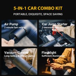 Car Jump Starter Air Compressor Power Bank Booster Auto Portable Battery Starter Device Air Pump Tyre Inflator Vacuum Cleaner