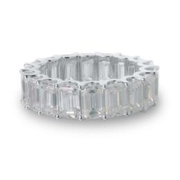Factory Custom Eternity S Sterling Sier 9K 10K 14K Solid Gold Emerald Cut Moissanite Ring For Women