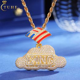 Designer Jewelry hot selling Hip Hop Accept Personalized Custom Flag Bail 925 Sterling Silver VVS Moissanite Diamond Iced Out Cloud Baguette Letter King Pendant