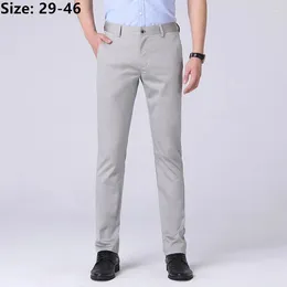 Men's Suits Men Summer Office Business Suit Pants Plus Size 46 44 42 Ice Silk Dress Formal Thin Slim Fit Stretched Non-ironing Male Trousers