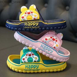 home shoes Summer Aged 2-12 Children Slippers Kids Cartoon Beach Sandal Boys Girls Flip Flops Soft Sole Non-Slip Bathroom Indoor Home Shoes Y240401