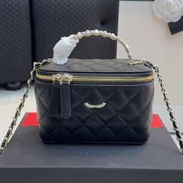Classic Mini Designer Crossbody Bag Box Tote Fashion Genuine Leather Pearl Handle Clutch Shoulder Luxury Diamond Pattern Serial Number Quilted Black Handbag