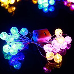 LED String Lights AA Battery-Operated Crystal Globe Lights Waterproof Solar Powered Patio Light for Christmas Room Decor