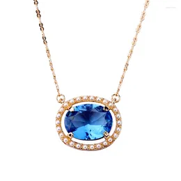 Pendant Necklaces MOPAI Exquisite Imitation Pearl Oval Blue Glass Women Famous Actress Same Gold Colour Fashion Jewellery