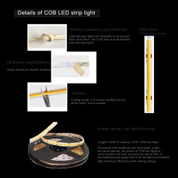 8mm 480leds COB LED Strip Light Dimming RF Remote Room Background Cabinet Mirror Under-Counter Light Fixtures EU US Adapter