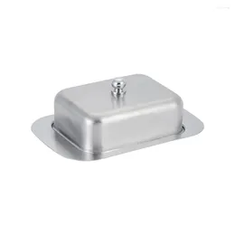 Dinnerware Sets Butter Dish With Lid Cover Stainless Steel Keeper Container Cheese Storage Box Tray Dessert