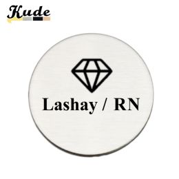 4cm Engrave Your Logo Text Plate Customise Round Badge Personalise Brooch Pin Double Sided Tape Magnet ID Door Mail Box Name Tag