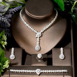 Necklace Earrings Set Brazilian Exquisite Chic Zirconia Luxury Bridal Wedding Jewellery Elegant Women Prom Party CZ Modern Styling