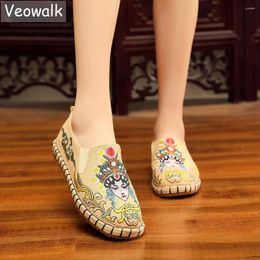 Casual Shoes Veowalk Women Canvas Espadrilles Retro Ladies Comfortable Driving Sneakers Slip On Embroidered Flat Loafers