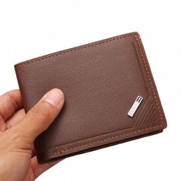 new Men's Wallet Short Wallet Youth Fi Thin Multi Card Large Capacity Horiztal Busin Soft Leather Wallet for Men 60Jb#