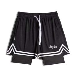 American Basketball Shorts Summer Mesh on Quick Drying and Fake Two Casual Versatile Trendy with Lining