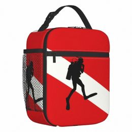 scuba Diver Flag Resuable Lunch Box for Women Multifuncti Dive Diving Thermal Cooler Food Insulated Lunch Bag Office Work b4Pp#