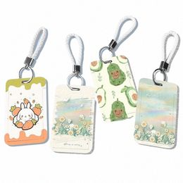 cute Busin Card Holder Keychain Bus Cards Protective Cover Case Student ID Card Holder Door Card Bag Wallet 55uG#