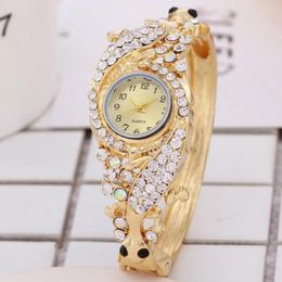 Wristwatches Luxury Women Rhinestone Round Dial Analogue Quartz Bracelet Watch Jewellery Gift