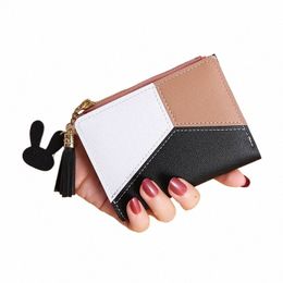 women Cute Wallet Geometric Pink Pocket Purse ID Card Holder Patchwork Wallets Lady Fi Short Foldable Portable Mey Bag B2XQ#