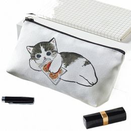 kawaii Carto Cat Print Cosmetic Bag Women's Cute Portable Toiletry Bag Travel Makeup Bag Organiser Pouch Beauty Case 18B8#