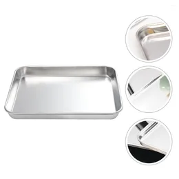 Plates Stainless Steel Tray Serving Flat-bottom Rectangular Roasting Pan Practical Veggie El Rectangle Home Storage