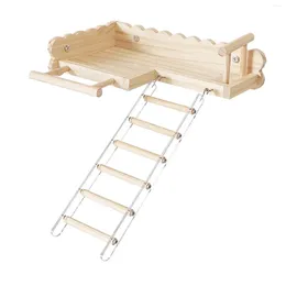 Other Bird Supplies Parrot Perches Platform With Ladder Wood Stand For Small Animal Lovebirds