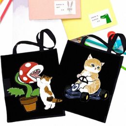 eco Friendly Products Designer Handbags Tote Bag Women's Bag Shop Bags Cat Canvas Boutique Reusable Customizable Big Shopper 91Bh#