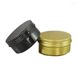 Storage Bottles 50pcs Aluminum Jar Gold Black Metal Cream Pots Cosmetic Hair Wax Care Boxes Tin Candle Containers