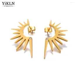 Stud Earrings YiKLN Stainless Steel Sunlight Handmade Metal Casting For Women Gold Plated Waterproof Jewelry YE23166