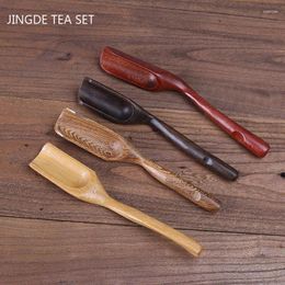 Tea Scoops 1pc Exquisite Bamboo Wooden Black Sandalwood Flower Pear Chicken Wing Spoon Customized Chinese Accessories