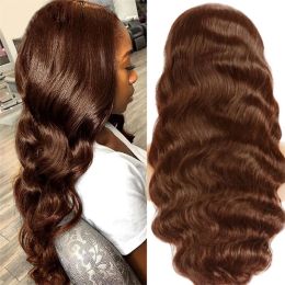 30 Inch Chocolate Brown Body Wave Lace Front Wig 13x4 13x6 HD Lace Frontal Wig Brazilian Colored Lace Front Human Hair Wigs