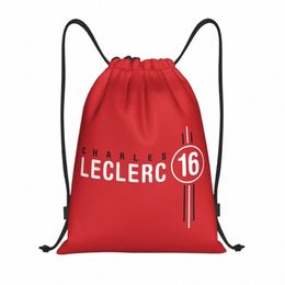 motorsports Racing Drawstring Backpack Women Men Sport Gym Sackpack Portable Charles Leclerc Training Bag Sack 62Dw#