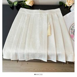 Skirts Chinese Style Pleated For Women Tassels Floral Print High Waist Skirt A-line Casual All-match 2024 Summer Drop
