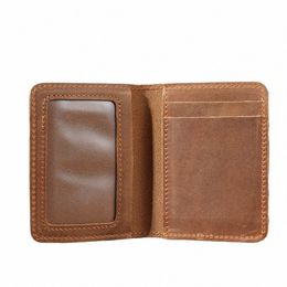 100% Genuine Leather Credit Card Wallet Purse Card Holders Retro Crazy Horse Leather Men Wallet J0I1#