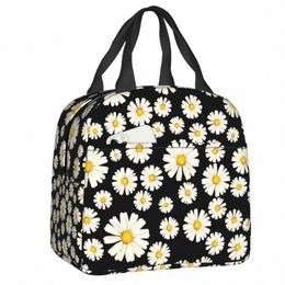 beautiful Fr Daisy Lunch Bag Chamomile Floral Portable Cooler Thermal Insulated Bento Box For Women Children Food Picnic Bag Q3cb#