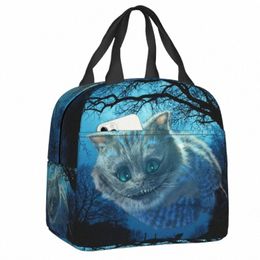 cheshire Cat Insulated Lunch Box for Women Reusable Thermal Cooler Lunch Bag Picnic Food Ctainer Tote Bags 78ZP#