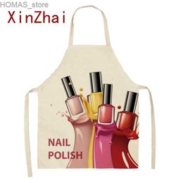 Aprons Nail Polish Lipstick Apron Kitchen Linen Aprons Bibs Cleaning for Aprons for Women Home Cooking Accessories Apron Mandil Y240401