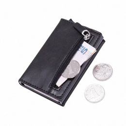 2023 New Anti Rfid Id Card Holder Case Men Leather Metal Wallet Male Coin Purse Women Mini Carb Credit Card Holder with Zipper 51Fj#