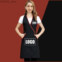 Aprons Customized Korean Worker Durable Overol Clothes Cake Coffee Shop Attendant Kitchen Manicure for Woman Uniform Apron Y240401