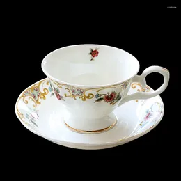 Cups Saucers 220ML Fine Bone China Cappuccino Cup With Saucer Noble Latte English Tasse Cafe Esspresso