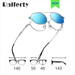Ralferty Retro Oval Clip On Sun Glasses Women Men Eyeglass Frames Magnet Sunglasses Polarized UV400 2 In 1 Steampunk Eye Glasses