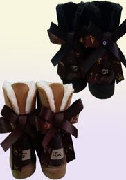 Fashionable short L and U bow women snow boots keep warm boot Sheepskin Plush boots with dustbag card top quality transshipme2249393