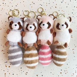 2024 Hot Sale Wholesale Raccoon Plush Pendant Soft Key chain Boys And Girls Bag Accessories Doll Machine Doll Birthday Gift Plush Toy