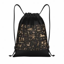 ancient Egyptian Hieroglyphs Drawstring Backpack Bags Women Men Lightweight Egypt Art Gym Sports Sackpack Sacks for Shop V8VT#