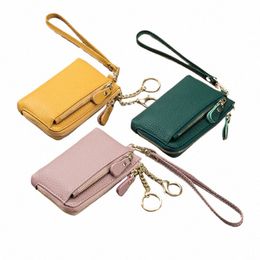 genuine Leather Clutch Wallet Bags Cowhide Small Hand Coin Purse Card Holder Key Lipstick Earphe Storage Pouch Case For Women g8DX#