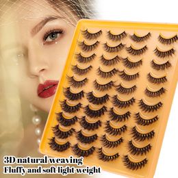 Soft Light 3D Natural Fluffy Lashes Full Strip Handmade Reusable Multilayer 3D Mink Fake Eyelashes Extensions Dense Slender Lashes