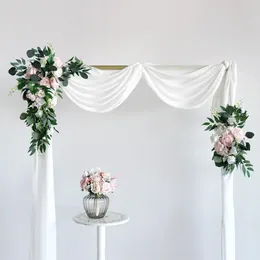 Decorative Flowers 2Pcs Artificial Wedding Arch Floral Swags Ceremony White Draping Fabric Party Holiday Decoration Ornaments