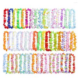 Decorative Flowers 50pcs/pack Wreath Party Decor Colourful Silk Cloth Fancy Lightweight Summer Garland Necklace Artificial Leis Durable