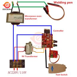 Spot Welders control Board 100A Digital display Spot welding time and current controller panel timing Ammeter NY-D01 Transformer